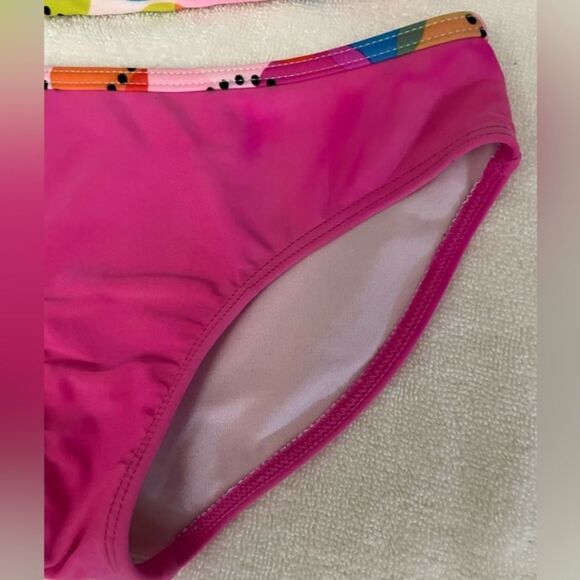 Girls medium (7/8) Xhileration pink with yellow, blue, green circles tankini - Picture 8 of 12